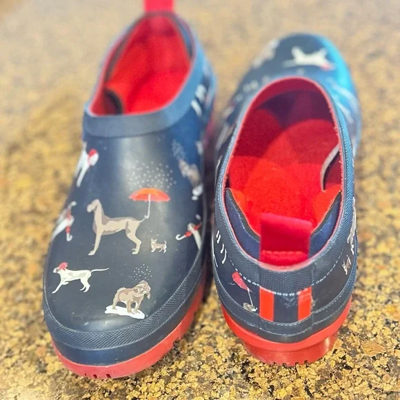Joules Wellibob Navy Rain Shoes with Dog Print Sz: US10 UK8 EU42 Slip-On - Picture 7 of 9
